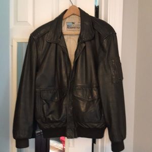 Vintage Leather Bomber Jacket. Aeropostale Compagnie Generale Size 40